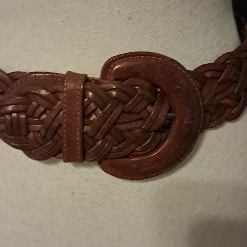 Women Braided Genuine Wide Leather Buckle Belt Made in Turkey Boho Festival - Picture 2 of 10